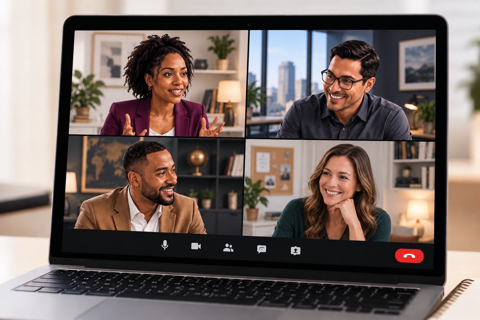 Live learning session — four participants on a video call