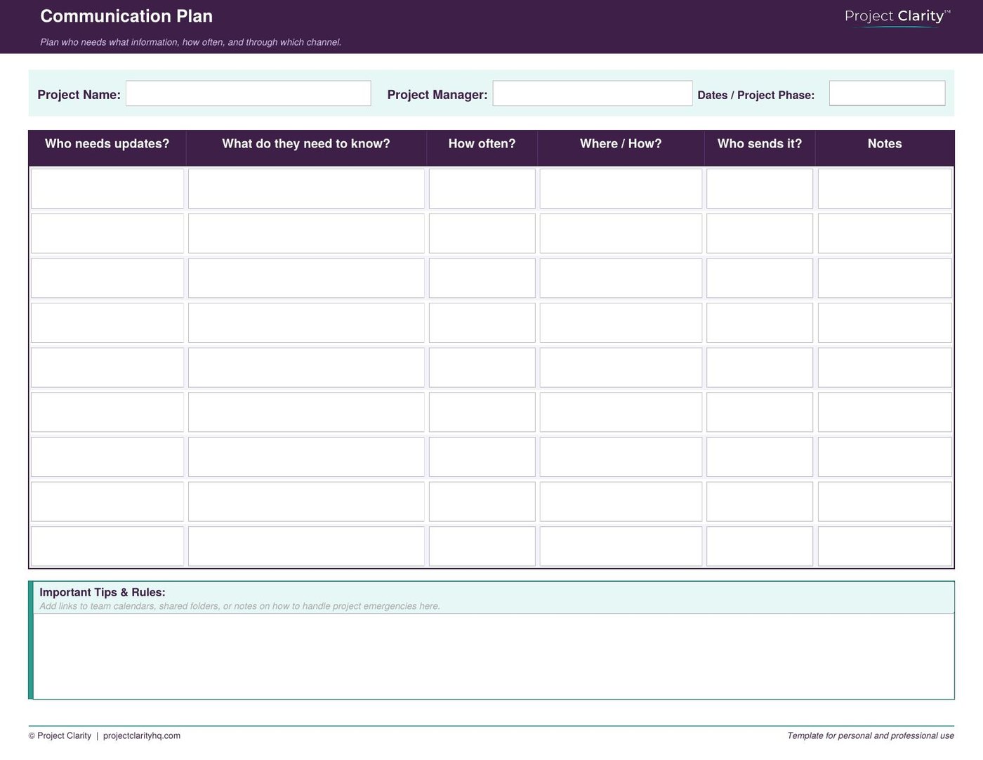 Communication Plan template